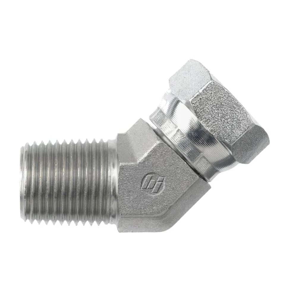 Steel Hose Adapters - Steel Connectors - Swivel - 45 Deg Swivel Elbow Female Pipe Swivel to Male Pipe